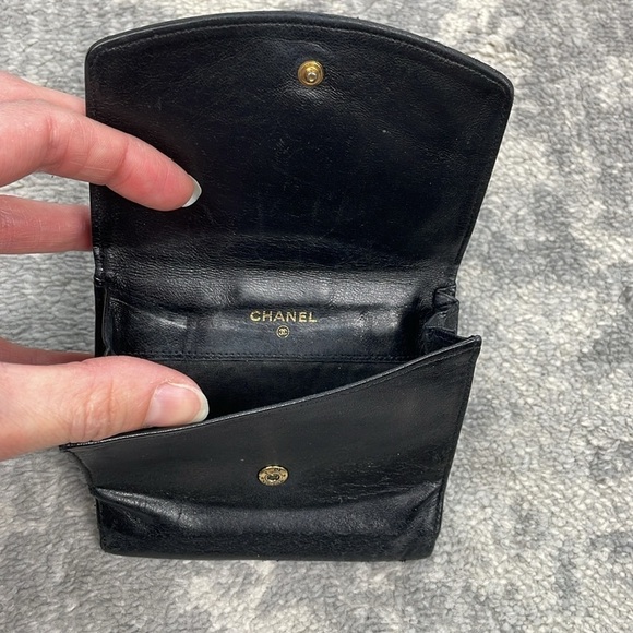 Chanel Caviar Skin Black Leather CC Bifold Compact Wallet Luxury Designer - Picture 9 of 17